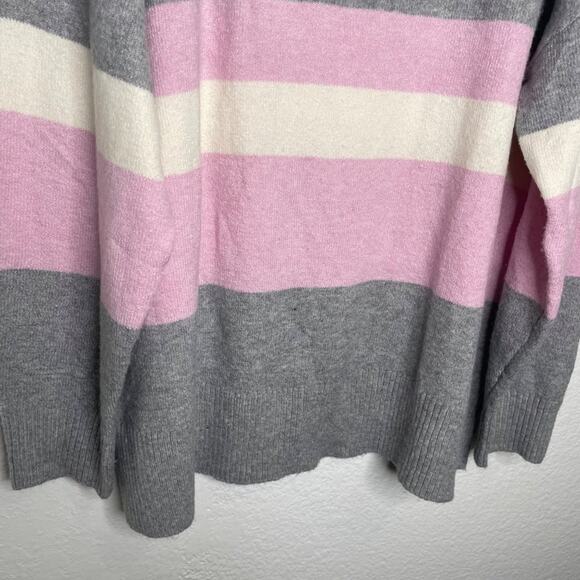 Marled Reunited Clothing Womens Sweater Size XL Cowl Neck Gray Striped Pullover - Picture 7 of 16